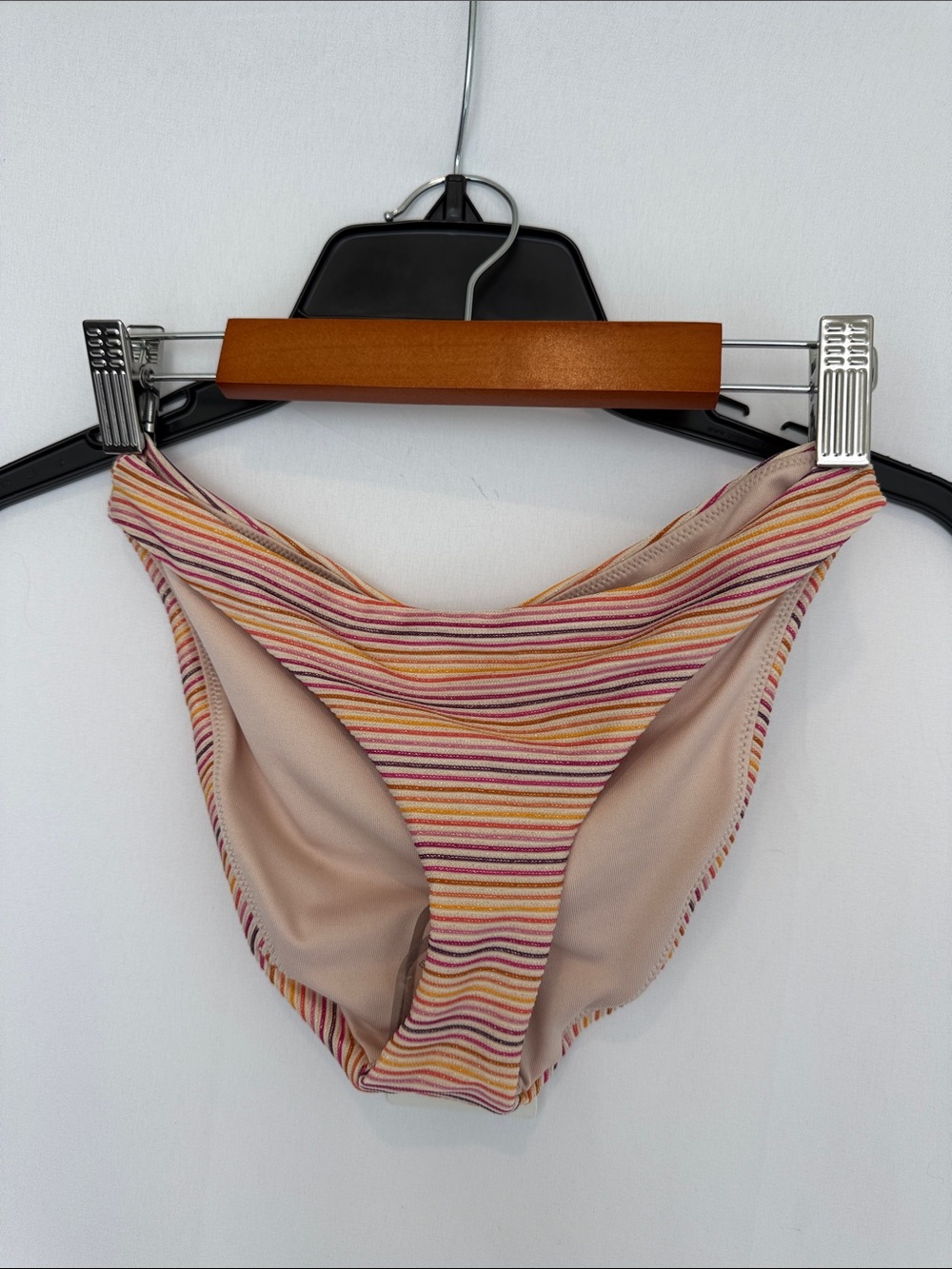 Peixoto Striped Bikini Bottom in Pink, Yellow, Red and Cream